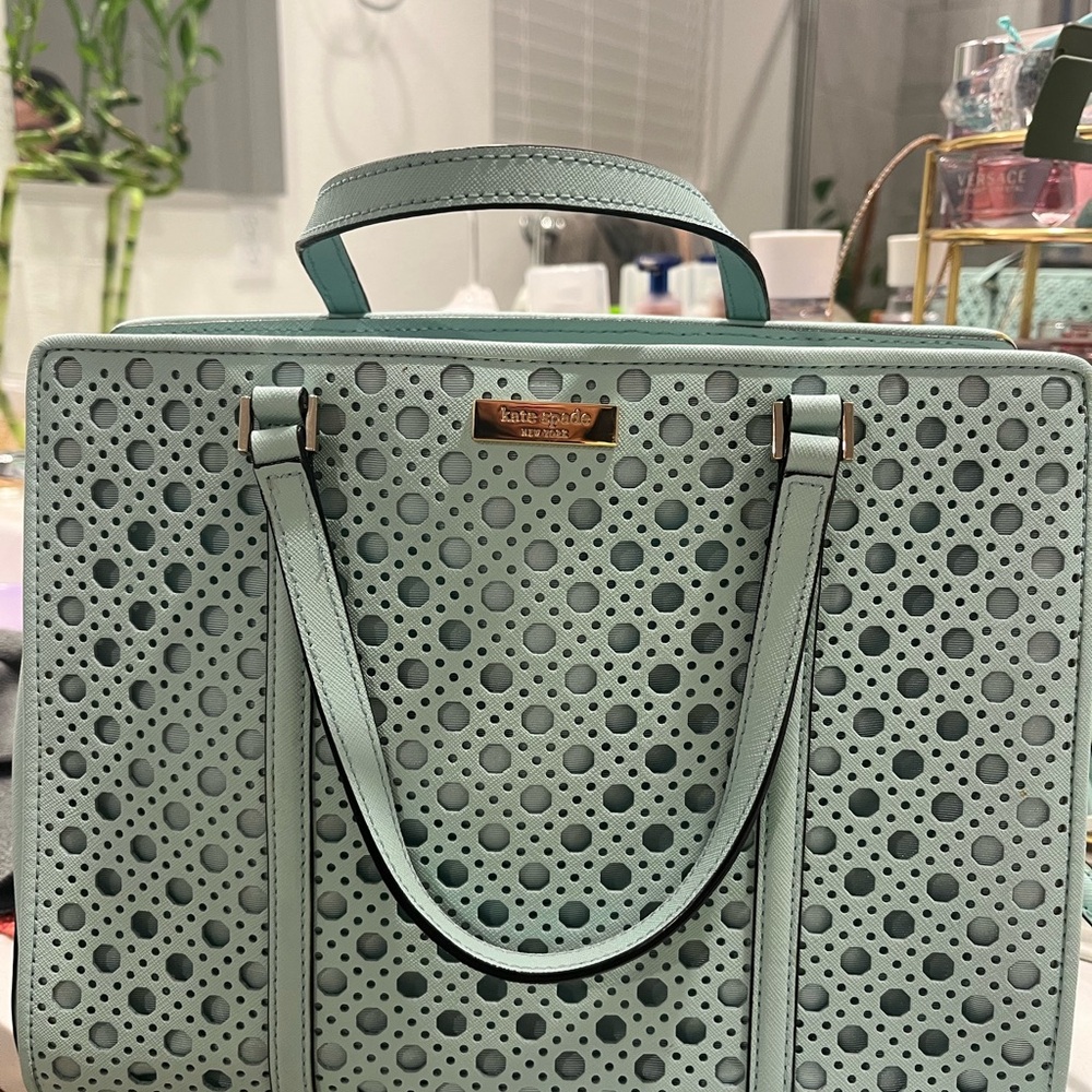 Kate Spade Mint Green Perforated Laptop Bag